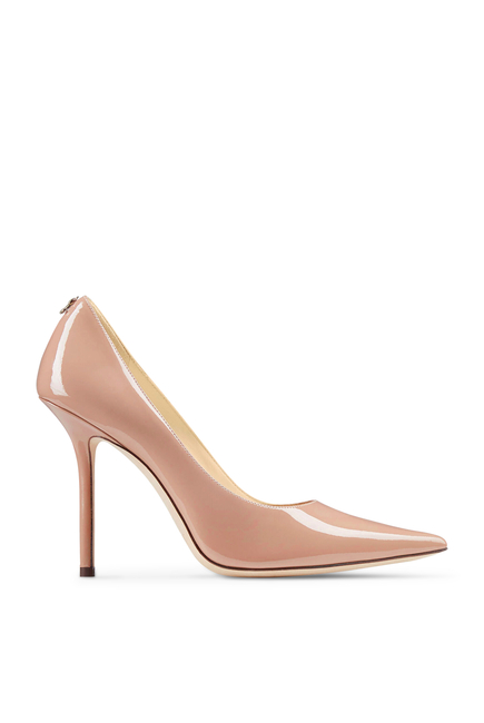 Love 100 Logo-Embossed Patent-Leather Pointed Pumps